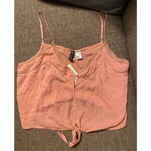 Divided Pink Button-Front Top